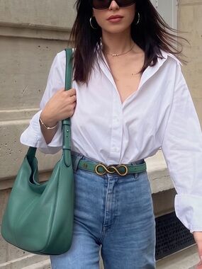 Vintage Velez Green Leather Double-Ring Waist Belt